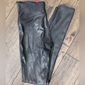 SPANX Shiny‎ Black Leggings, Faux Leather, Sexy, Versatile, Tummy Control